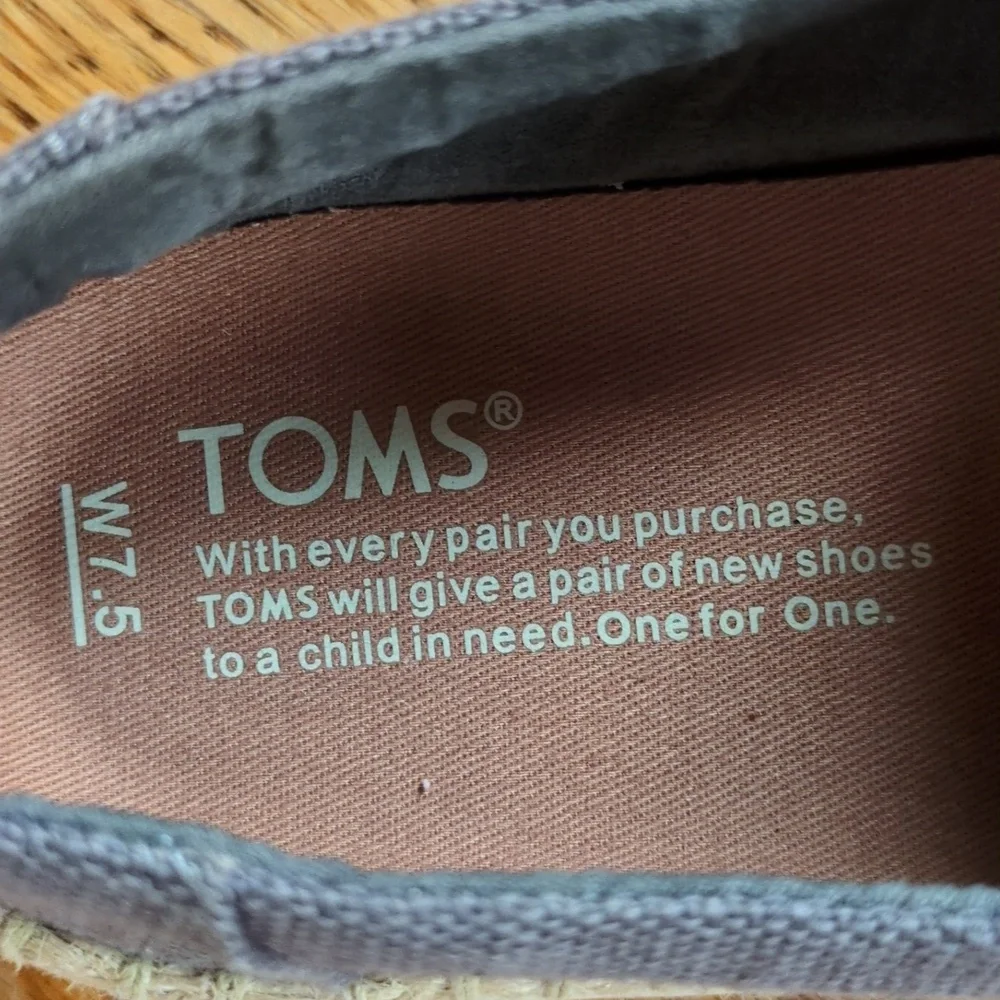 Toms Shade Heritage Canvas Jute Slip On Shoes Size 7.5